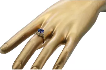 Saphir Or jaune 14 carats Anneau Style vintage vrc366y